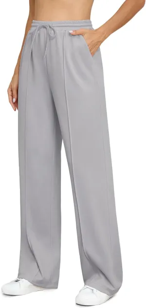 Womens Wide Leg Elastic Waisted Drawstring Lounge Pants Loose Comfy Baggy Sweatpants with Pockets Casual