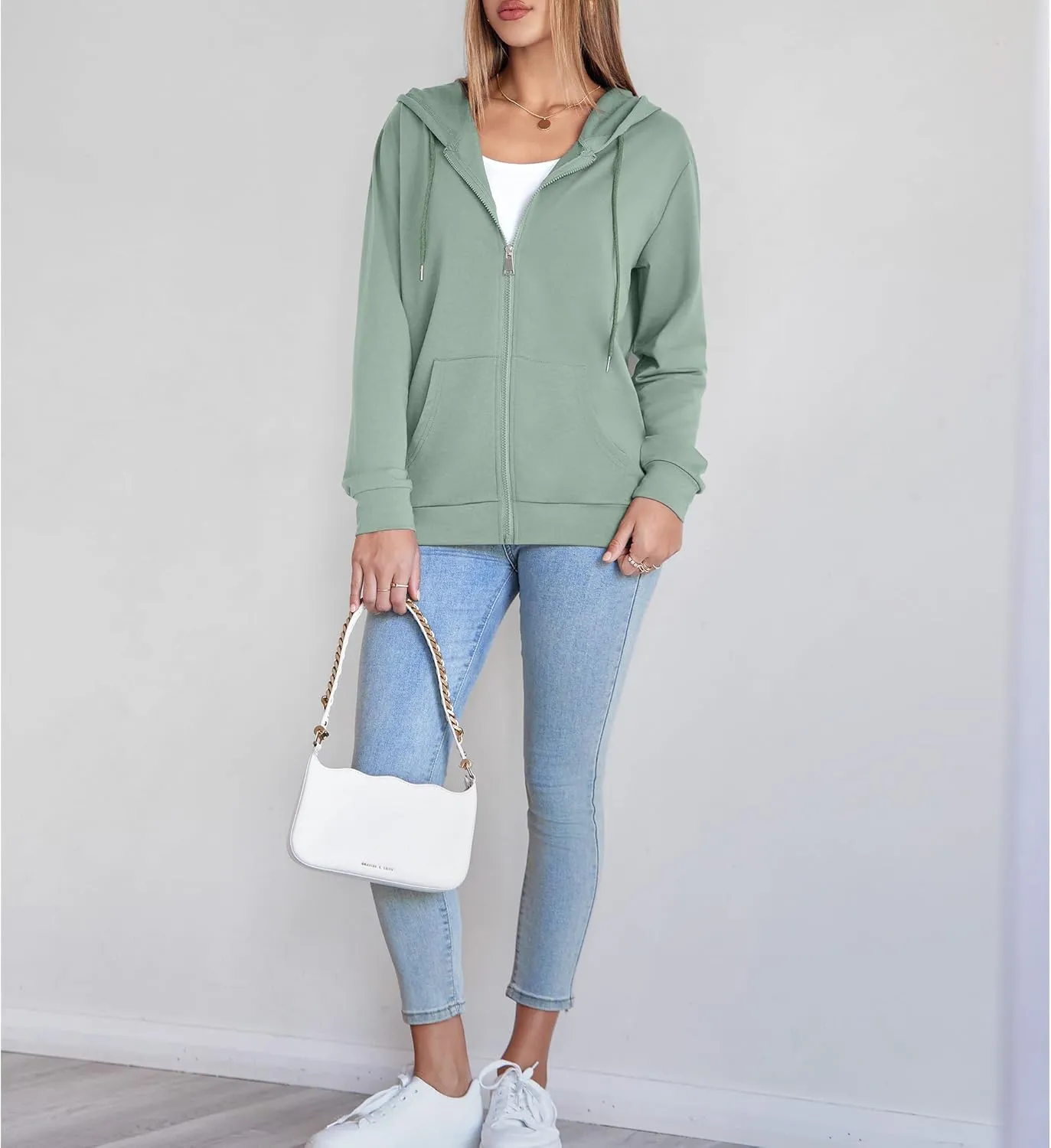Womens Zip Up Hoodies Long Sleeve Hooded Sweatshirts Y2K Fall Fashion Clothes Casual Trendy Jacket