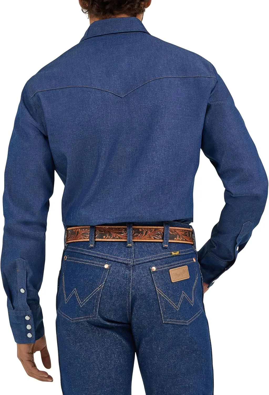 Wrangler Men's Cowboy Cut Western Long Sleeve Snap Work Shirt Washed Finish
