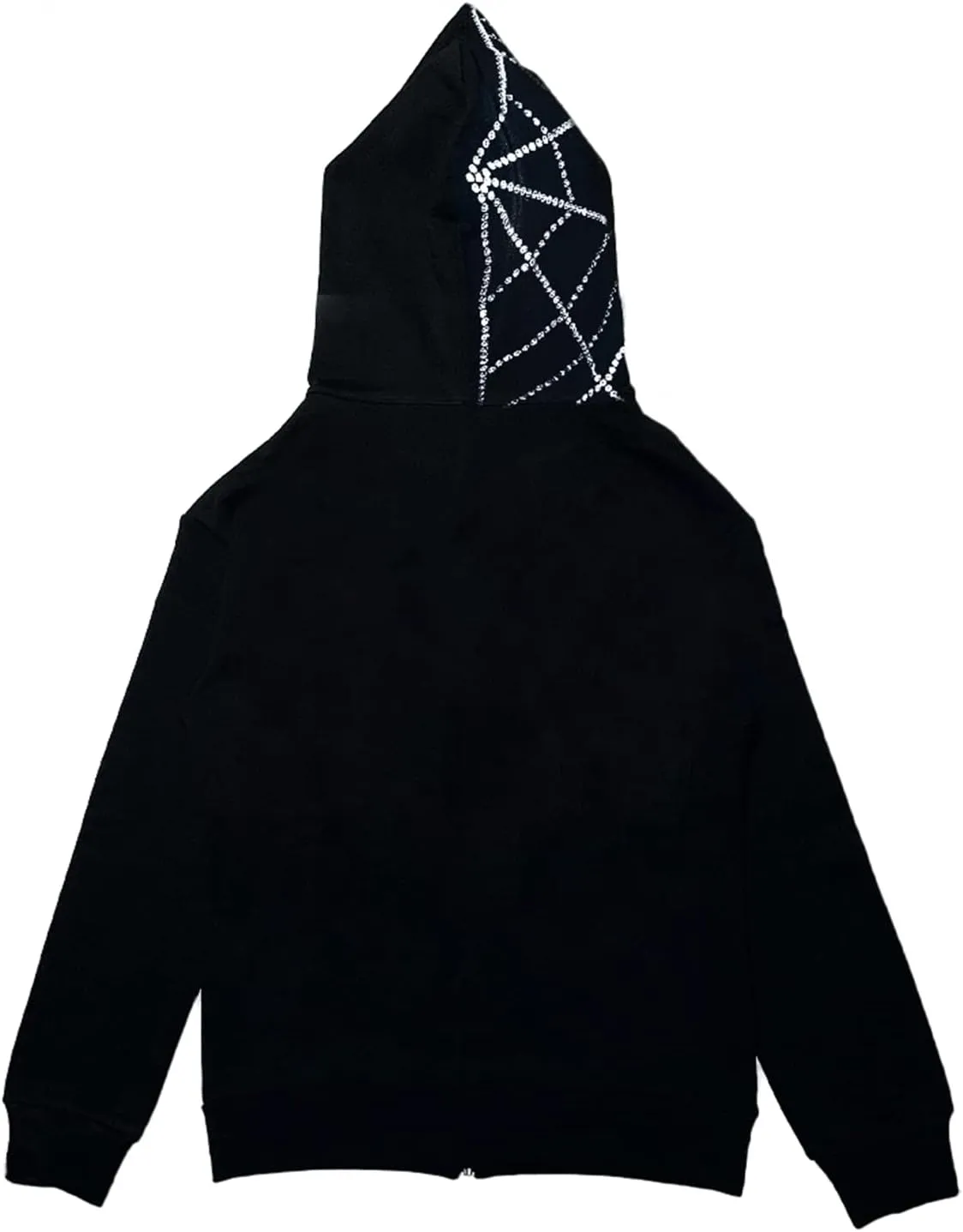 Y2k Skeleton Full Zip Up Hoodies Women Men Rhinestone Skull Graphic Print Sweatshirt Gothic Oversized Jackets