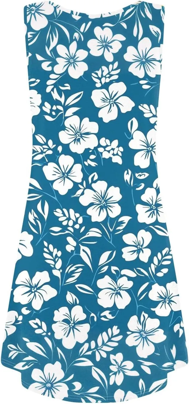 Yesunpxs Summer Dresses for Women Casual Sundresses Beach Loose Tshirt Tank Dresses Sleeveless Mini Dress with Pockets