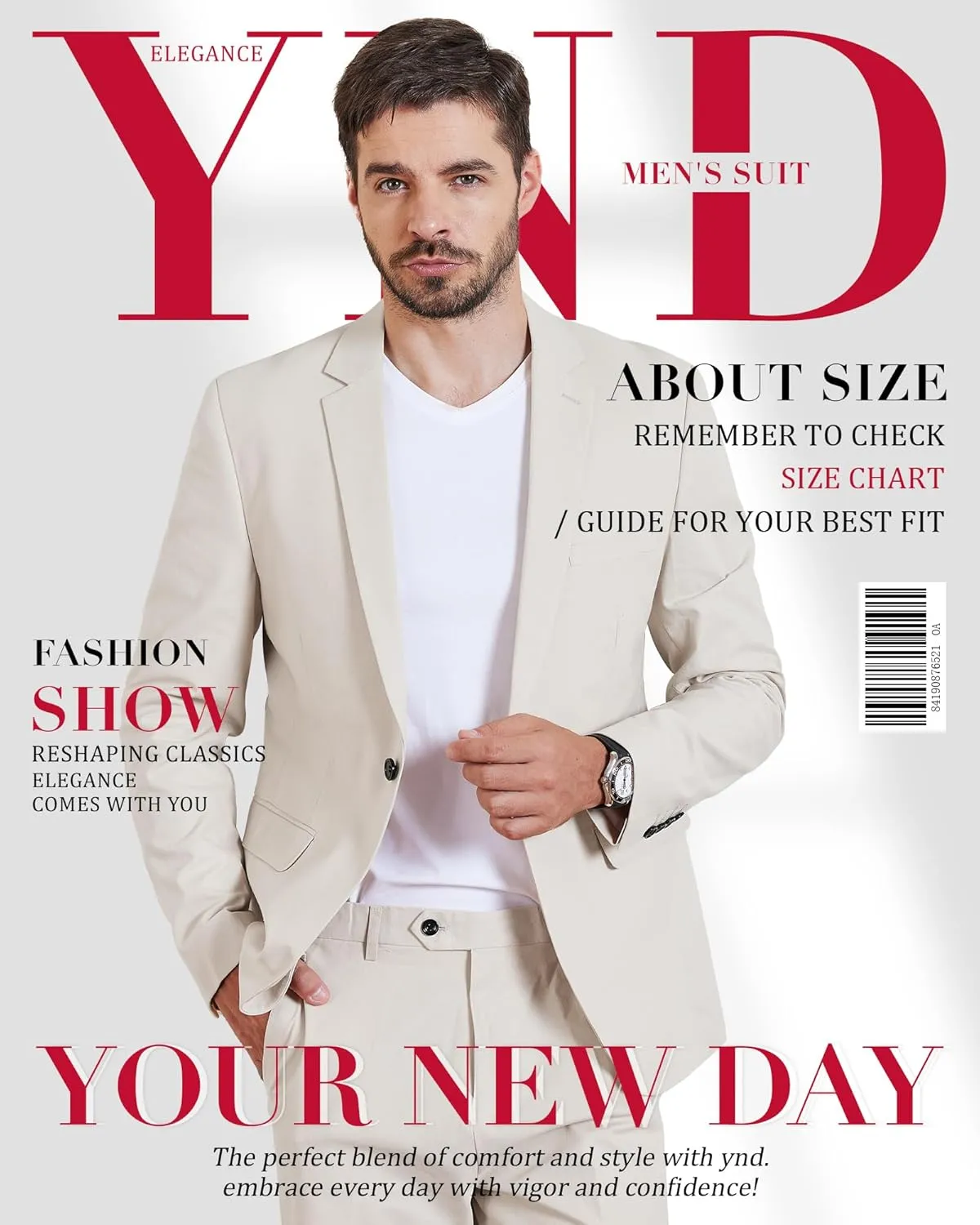 YND Men's 2 Piece Casual Linen Suit Set, Regular Fit Lightweight Blazer Jacket and Pants for Wedding, Business, Party