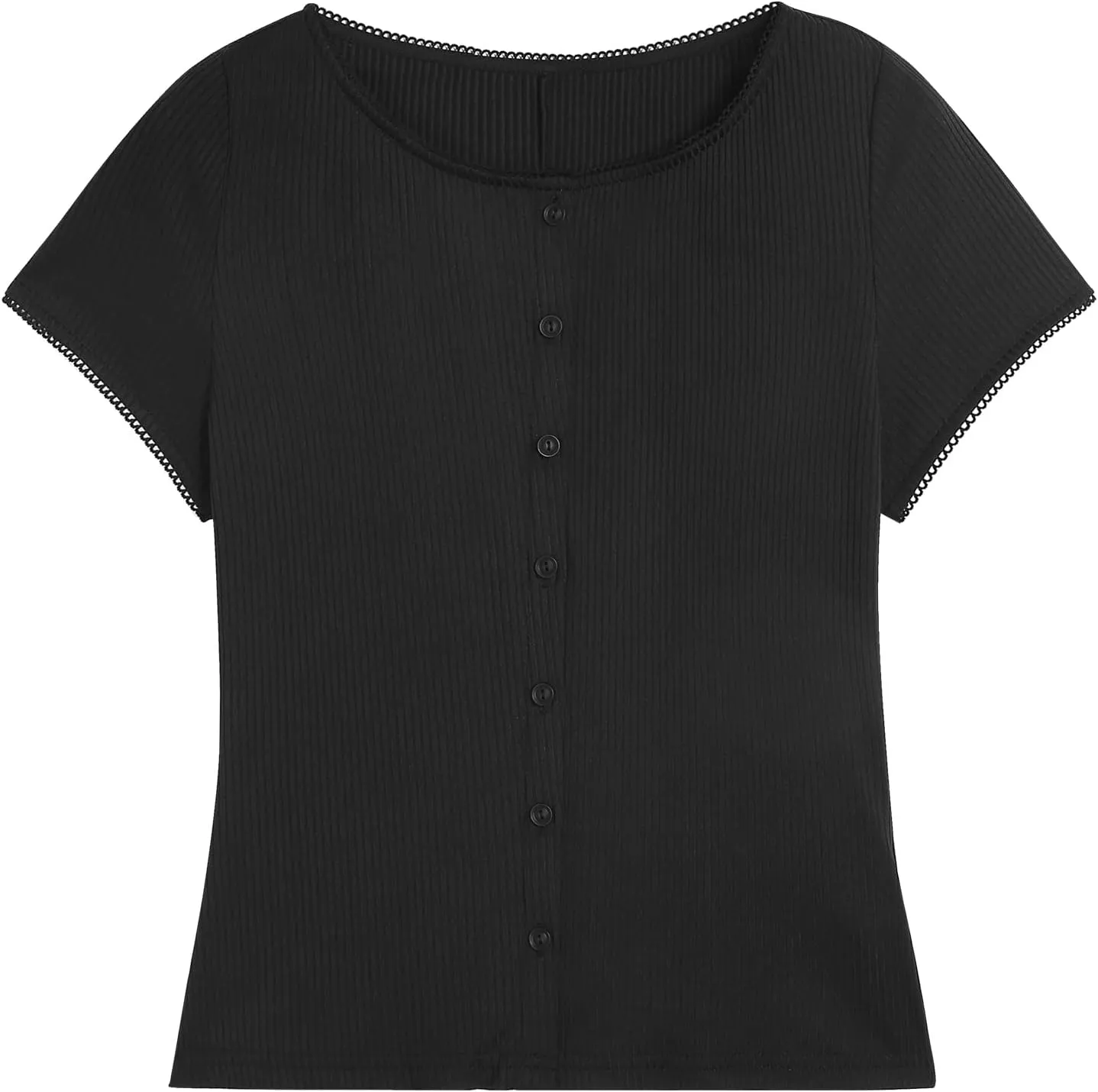ZAFUL Women's Short Sleeve Shirt Crew Neck Button Down Cardigan T-Shirt Slim Fit Y2K Going Out Casual Fashion Tops
