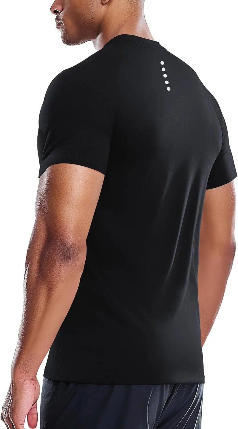 Zengjo Men's Workout Shirts Lightweight Quick Dry Gym Running Athletic Performance Tee Moisture Wicking Short Sleeve