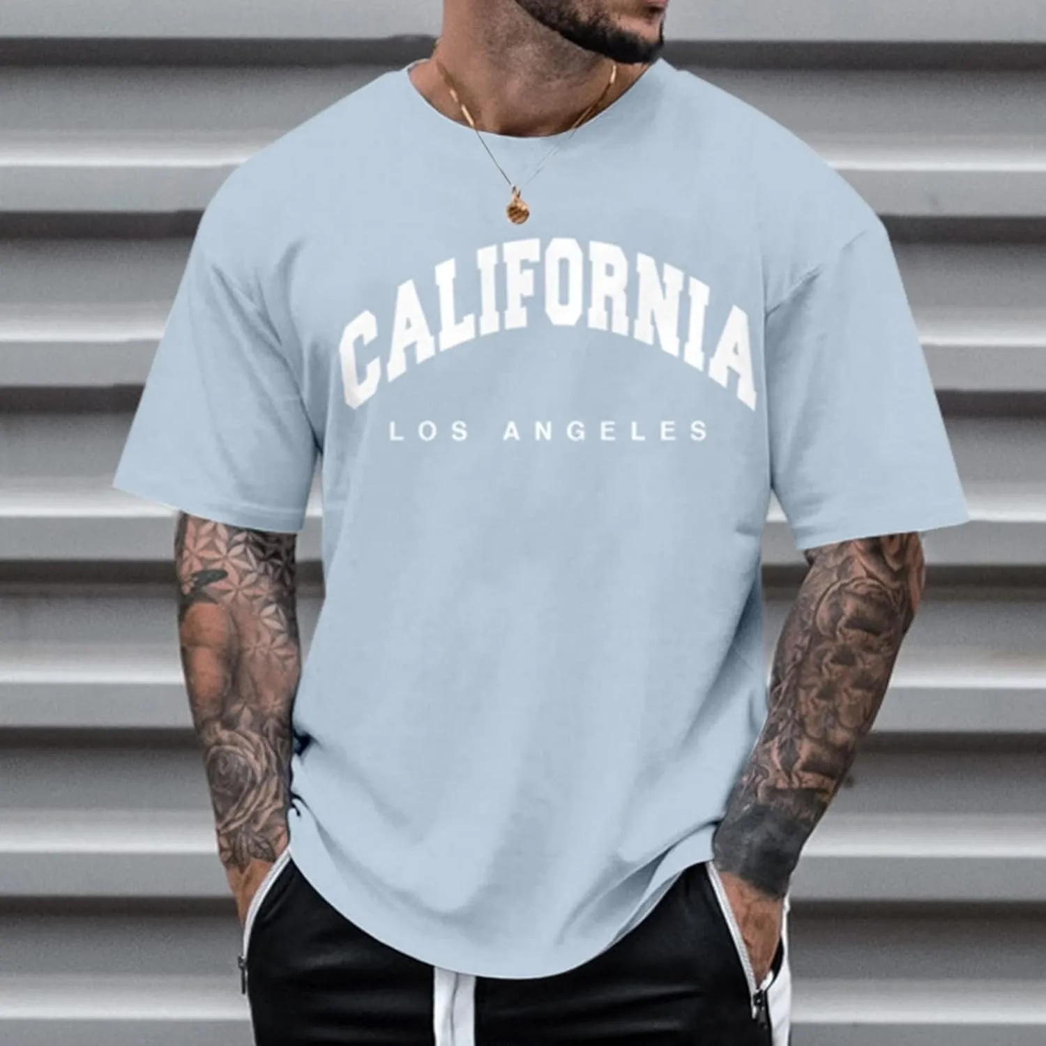 ZYXTIM Mens T Shirrs Classic Graphic Short Sleeve Crew Neck Summer Casual Tee Solid Color Hip Hop Trendy Loose Tops Plus Size